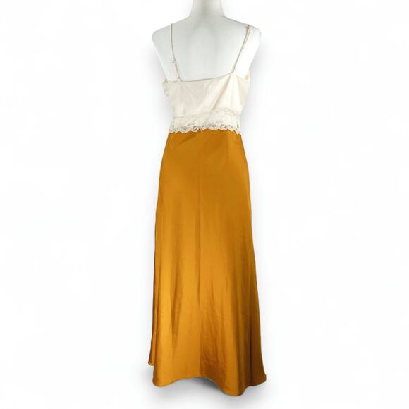 Abercrombie & Fitch A Line Maxi Dress Side Zip Lined Cream Amber Old Money M NWT - Picture 4 of 8